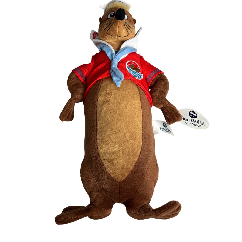 SeaWorld Classics Sea‎ Lion Plush Sailor Seamore Red Stuffed Animal 15 Inch NEW